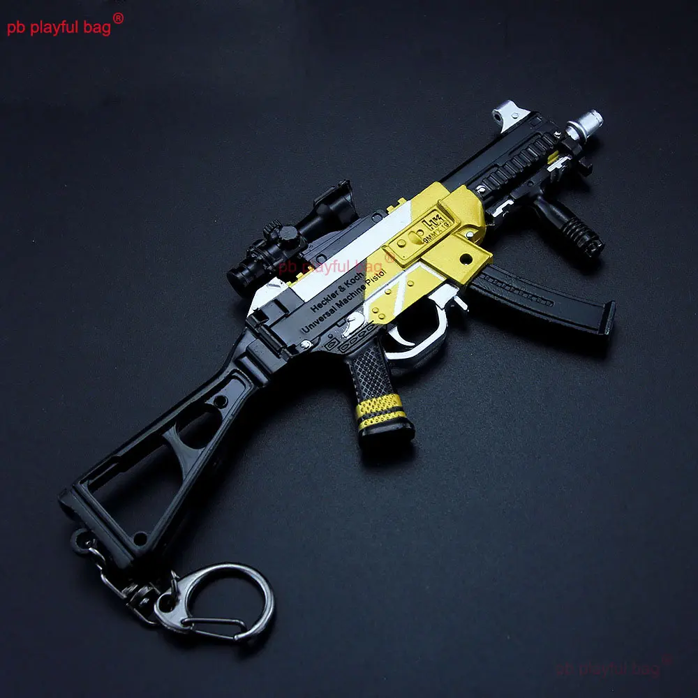 15cm UMP9 Mini Alloy Gun Model Keychain Action Figures Backpack Pendant Decoration CS Game Weapon Toys Kids Gifts ZG394