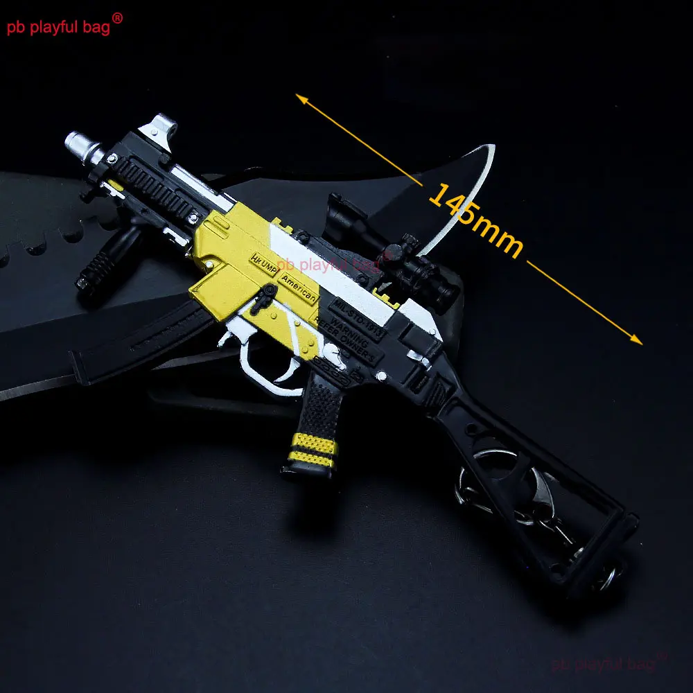 15cm UMP9 Mini Alloy Gun Model Keychain Action Figures Backpack Pendant Decoration CS Game Weapon Toys Kids Gifts ZG394