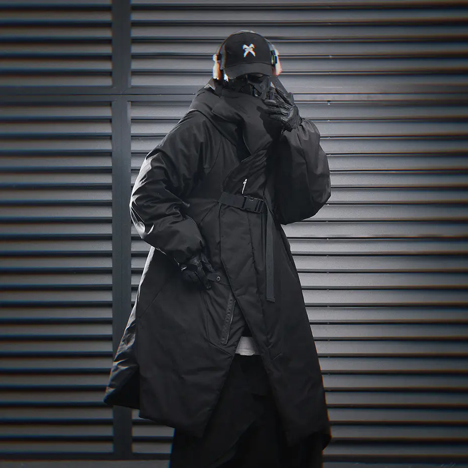 Men Winter Jackets Long Windbreaker Coat Thicken Warm Parkas Techwear Streetwear Oversized Padded Jackets Hooded Outwear