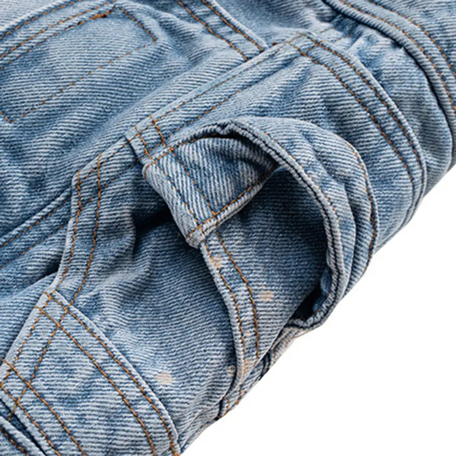 Streetwear Hip Hop Denim Shorts Ripped Patchwork Vintage Blue Jeans Shorts Wide Leg Loose Shorts Unisex