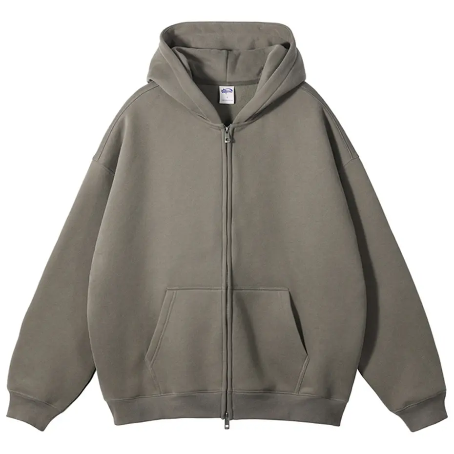 Harajuku Oversized Hoodies Solid Zipper Plush Sweatshirt Jacket Streetwear Hip Hop Hoodie Unisex
