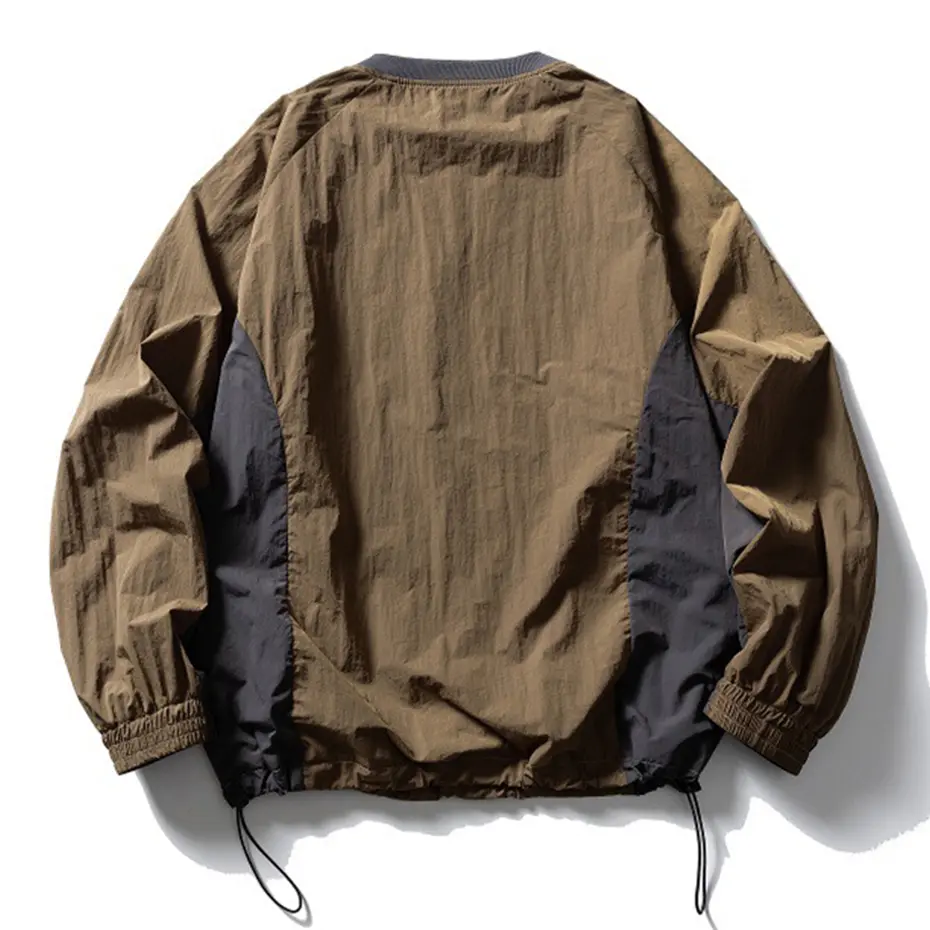 Long Sleeve Sports T Shirts Men's Patchwork Loose Sweatshirts Tactical Tops Hip Hop Streetwear Oversizd Tshirt
