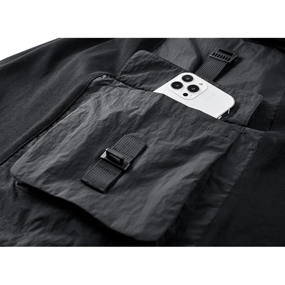Techwear T Shirt for Men Side Pocket Tooling Tshirts Hip Hop Streetwear Hip Hop T-shirt Summer Harajuku Cotton Top Tee
