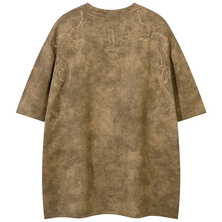 Hip Hop Harajuku Men T Shirts Embroider Vintage Loose Tee Tops Streetwear Oversized T-shirt