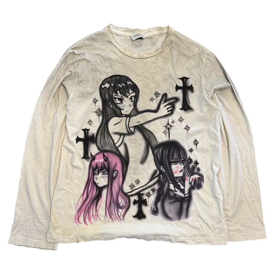 Punk Gothic T Shirts Anime Graphic Oversized T-shirt Streetwear Harajuku Hip Hop Tshirt Vintage Loose Tee Tops Unisex