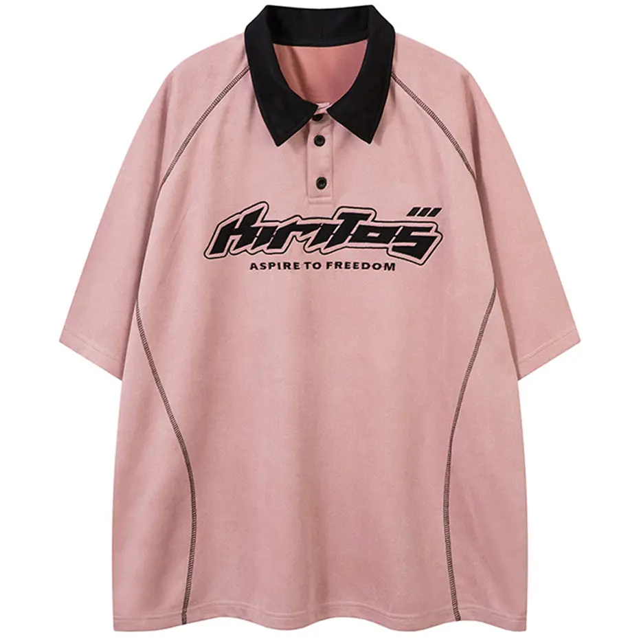 Letter Embroidery Suede T Shirts Men 2025 Summer Loose Casual Tee Tops Streetwear Harajuku Oversized Hip Hop T-shirts