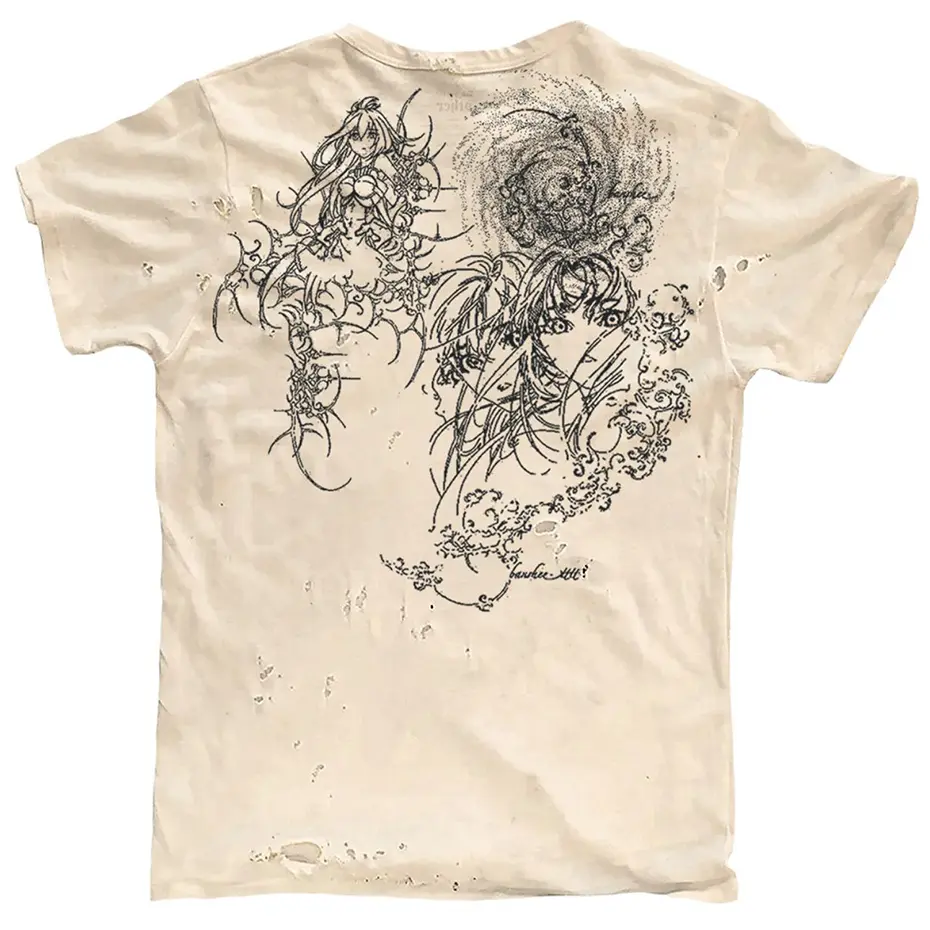 Cross Graphic Punk Men T Shirts Streetwear Harajuku Ripped T-shirts Summer Casual Loose Tee Tops Hip Hop T-shirt Unisex