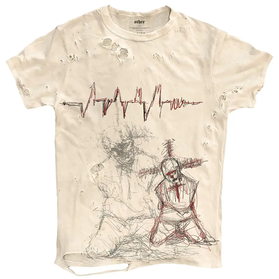 Cross Graphic Punk Men T Shirts Streetwear Harajuku Ripped T-shirts Summer Casual Loose Tee Tops Hip Hop T-shirt Unisex