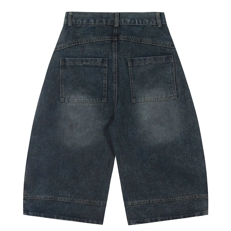 Men Summer Denim Shorts Loose Casual Jeans Shorts Streetwear Harajuku Oversized Hip Hop Shorts Black Blue for Male