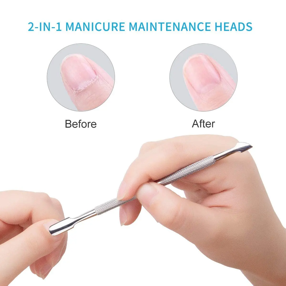 LINMANDA Nail Cuticle Pusher and Spoon Cleaner Professional Stainless Steel Double Ended Cuticle Remover Nail Care Tool