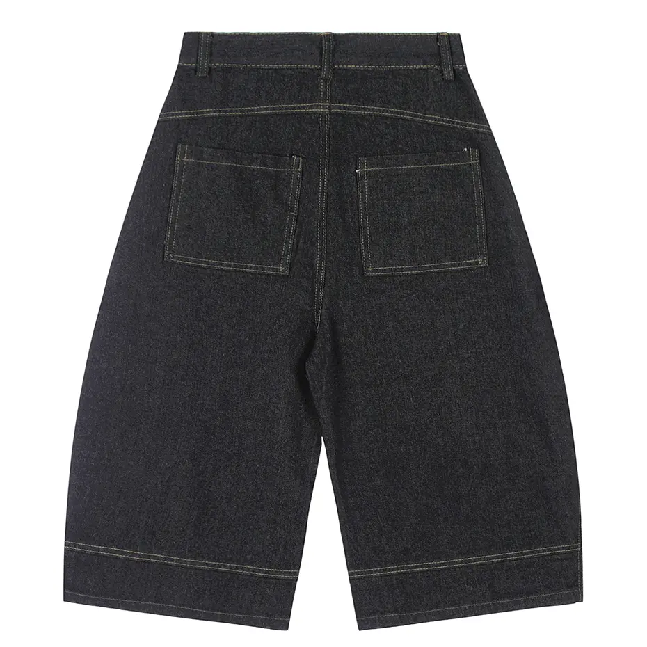 Men Summer Denim Shorts Loose Casual Jeans Shorts Streetwear Harajuku Oversized Hip Hop Shorts Black Blue for Male
