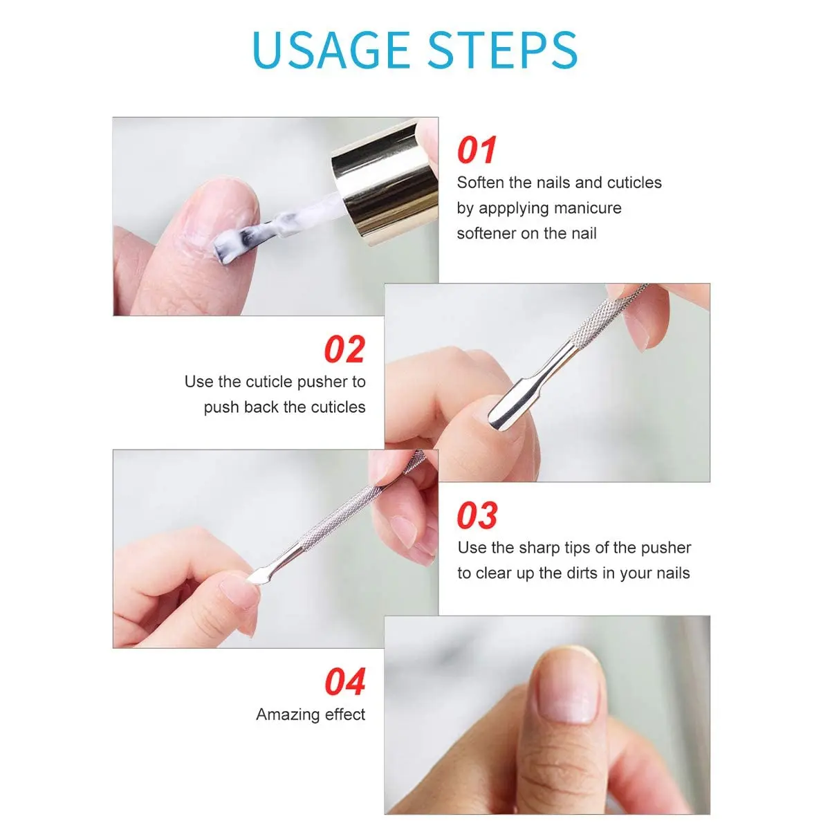 LINMANDA Nail Cuticle Pusher and Spoon Cleaner Professional Stainless Steel Double Ended Cuticle Remover Nail Care Tool