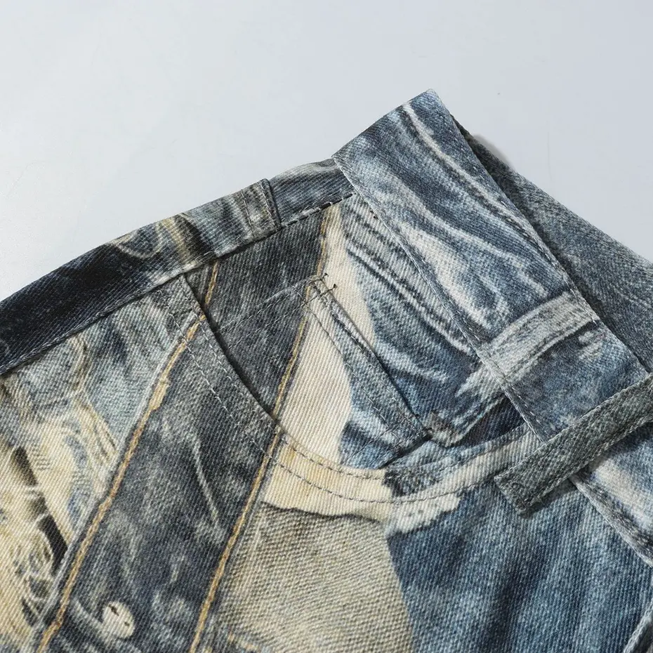 Distressed Ripped Graphic Jeans Streetwear Harajuku Hip Hop Baggy Jeans Men Loose Straight Denim Pants Vintage Jeans Trousers