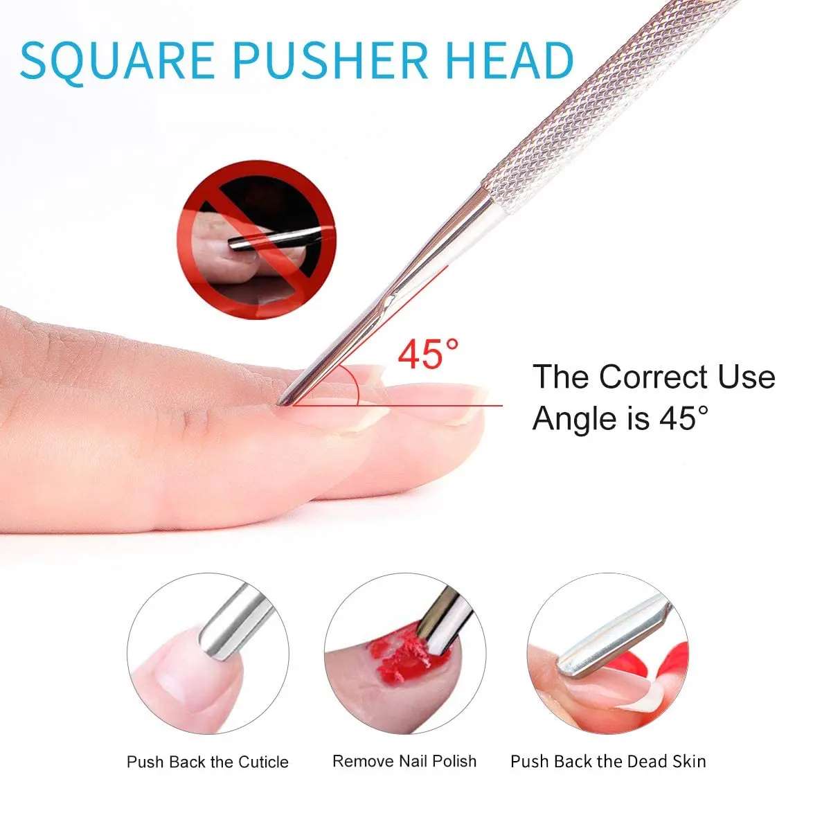 LINMANDA Nail Cuticle Pusher and Spoon Cleaner Professional Stainless Steel Double Ended Cuticle Remover Nail Care Tool