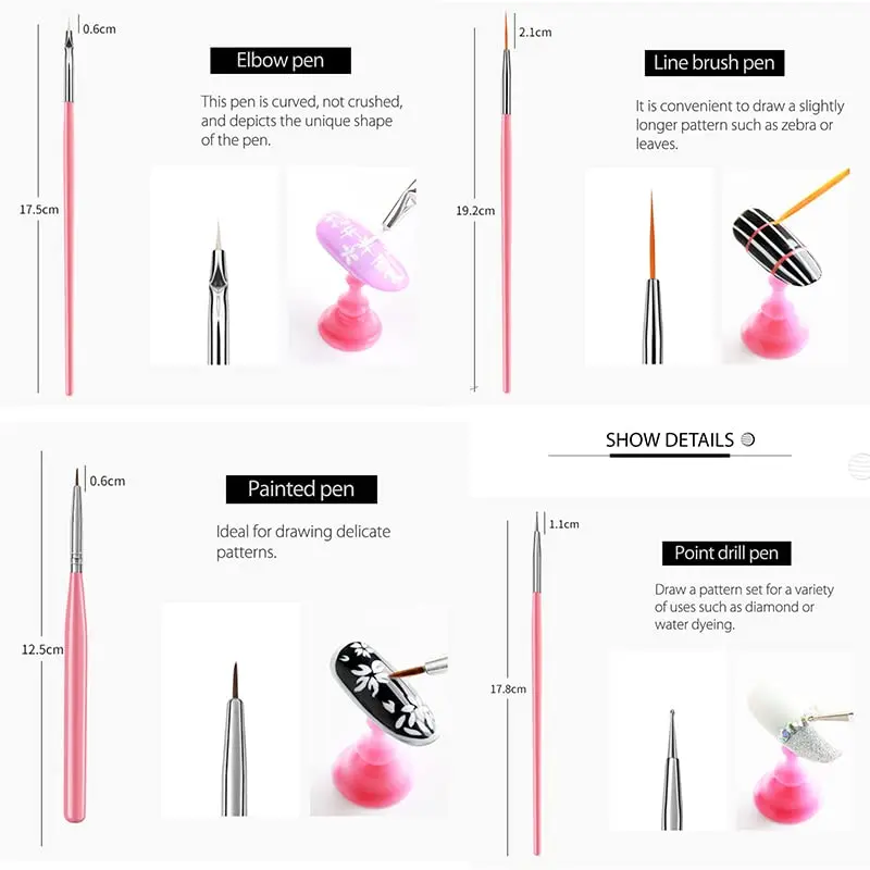 LINMANDA Nail Art Tool Set Nail Paint Brushes for Nail Detailing Brush Cleaning Fingernails Nail Dotting Tool for Home Salon DIY