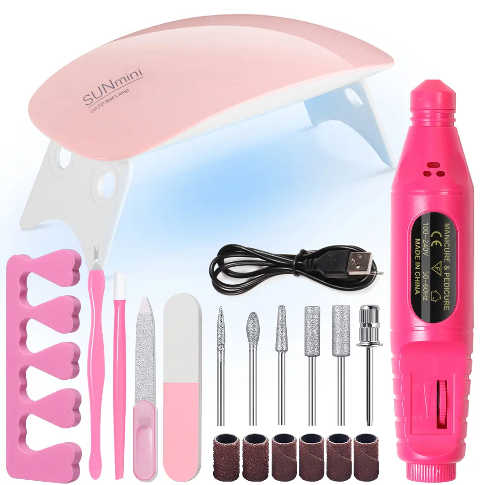 LINMANDA 3 Sets Different Nail Art Kits Starter Kit Nail Art Gadgets with Nail Polisher U V Lamp Home Salon Gift for Beginners