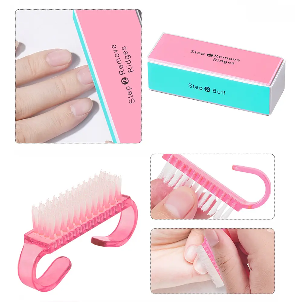 LINMANDA 4 Different Nail Care Tool Sets Nail File Set Buffer Block Sponge Polish and Cuticle Nipper for Dead Skin Nail Brush