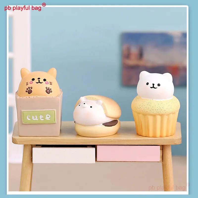 Cute Mini Doll Cat Dog Cake Baking Animal Series Action Figure Kids Toy Christmas Gift Collect Resin Ornament Model HG225