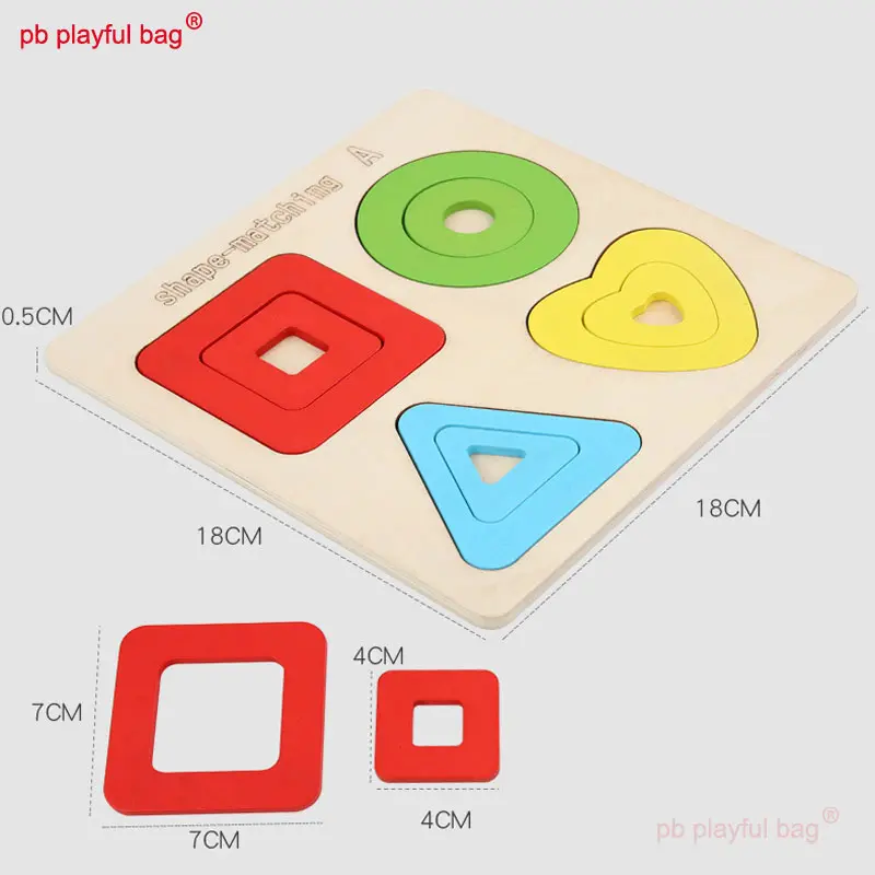 Montessori Early Childhood Education Geometric jigsaw puzzle Wooden shape recognition board Puzzle toy kid Christmas gifts UG310