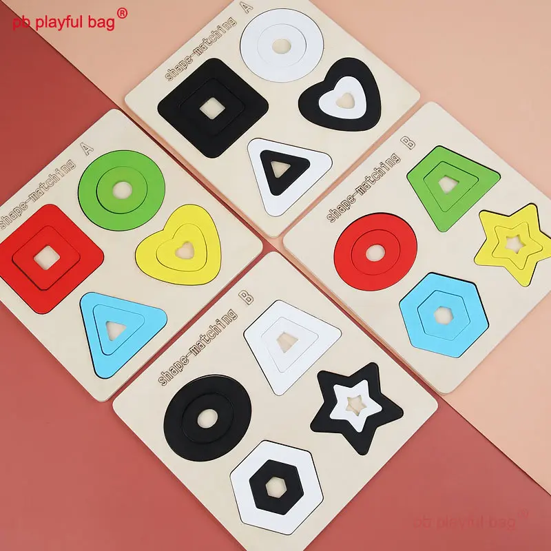 Montessori Early Childhood Education Geometric jigsaw puzzle Wooden shape recognition board Puzzle toy kid Christmas gifts UG310