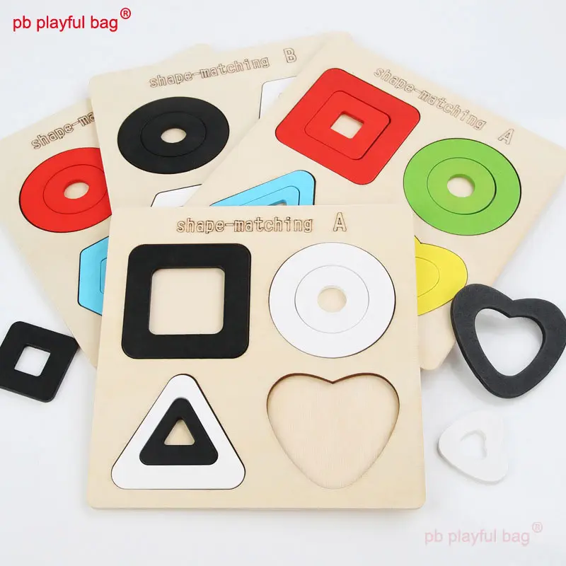 Montessori Early Childhood Education Geometric jigsaw puzzle Wooden shape recognition board Puzzle toy kid Christmas gifts UG310