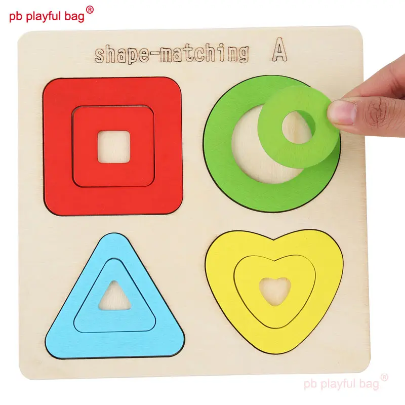 Montessori Early Childhood Education Geometric jigsaw puzzle Wooden shape recognition board Puzzle toy kid Christmas gifts UG310