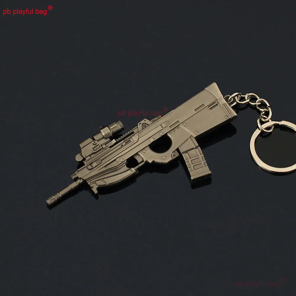 9cm F2000 Rifle Model Metal Toy Gun Pendant Keychain Action Figure CS Game Weapon Peripherals Kids Christmas Gifts ZG391