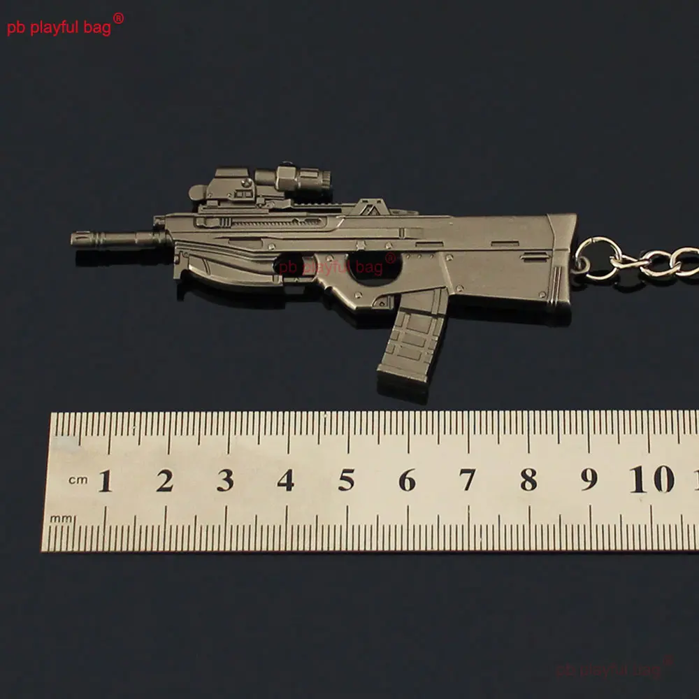9cm F2000 Rifle Model Metal Toy Gun Pendant Keychain Action Figure CS Game Weapon Peripherals Kids Christmas Gifts ZG391
