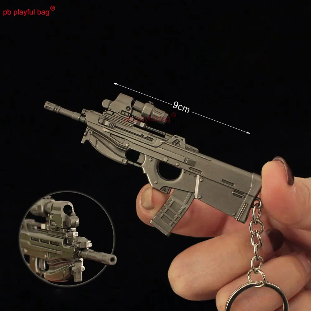 9cm F2000 Rifle Model Metal Toy Gun Pendant Keychain Action Figure CS Game Weapon Peripherals Kids Christmas Gifts ZG391