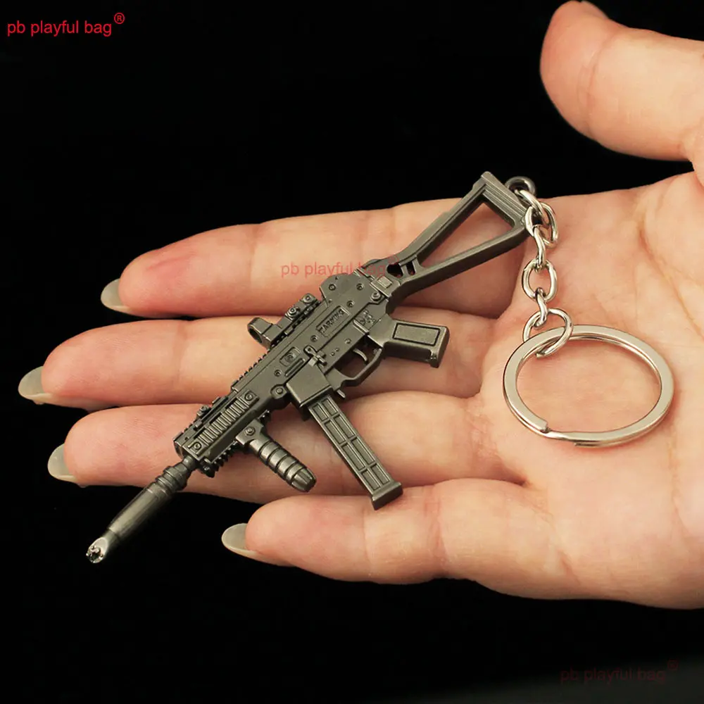 9cm Mini Gun Model Keychain 141UMP45 Jewelry CS Game Metal Pendant Key Chain Action Figures Decoration Kids Toy Gift ZG126