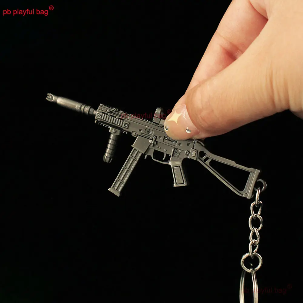 9cm Mini Gun Model Keychain 141UMP45 Jewelry CS Game Metal Pendant Key Chain Action Figures Decoration Kids Toy Gift ZG126