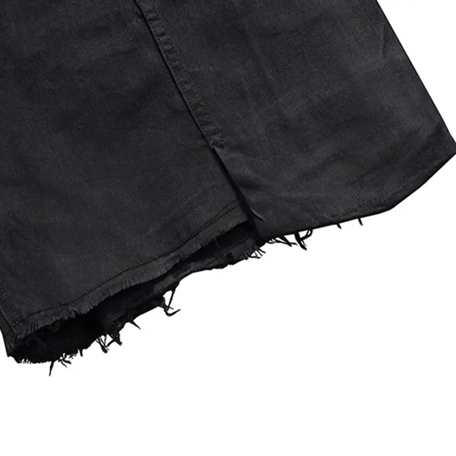 Side Pockets Denim Shorts Men's Summer Loose Casual Jeans Shorts Black Wide Leg Shorts for Male