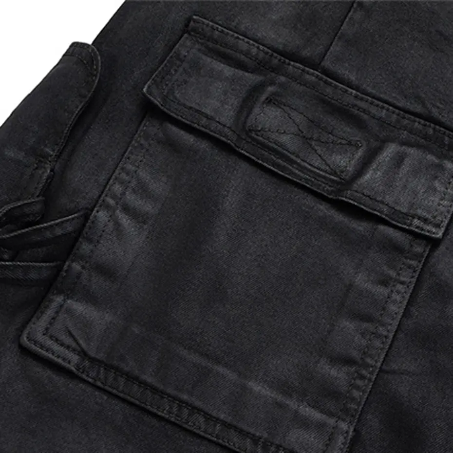 Side Pockets Denim Shorts Men's Summer Loose Casual Jeans Shorts Black Wide Leg Shorts for Male