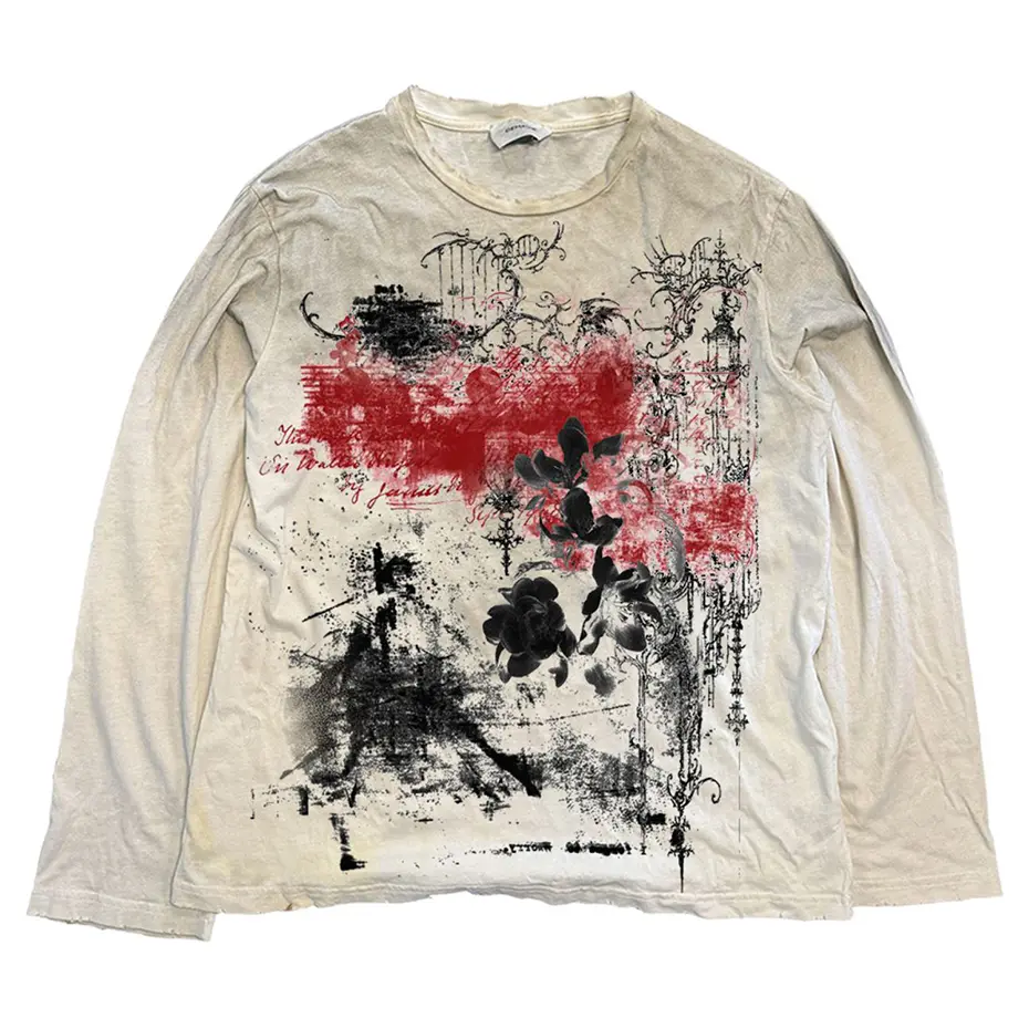 Oversized Long Sleeve T-shirt Anime Graphic Y2K Gothic Vintage T Shirts Tee Tops Harajuku Hip Hop Tshirts with Print Unisex