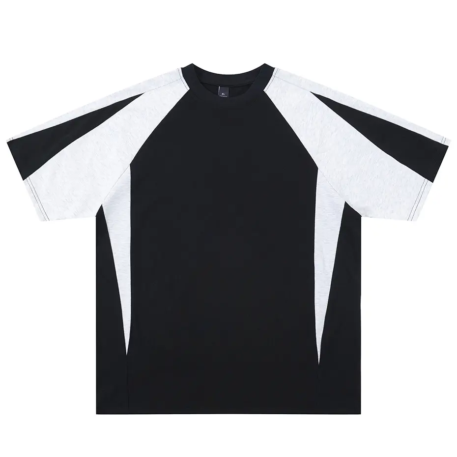 Streetwear Hip Hop Men T Shirts Color Block Patchwork Loose Tee Tops Harajuku Oversized T-shirt