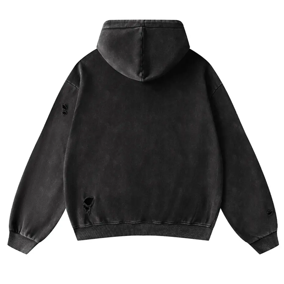 Vintage Ripped Hoodies Men's Streetwear Harajuku Hip Hop Oversized Hoodies Casual Loose Pullover Sweatshirts