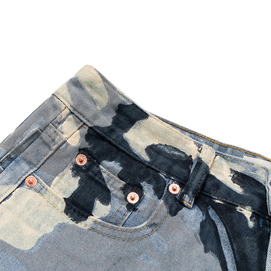 Camouflage Baggy Jeans Men Wide Leg Loose Casual Denim Pants Streetwear Harajuku Hip Hop Jeans Trousers