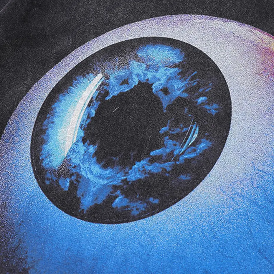 Streetwear Hip Hop T-shirts 2025 Men Harajuku Oversized T Shirt Eyes Printed Washed Vintage Tee Shirts Tops