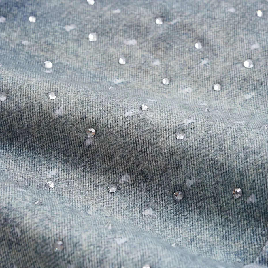Rhinestone Jeans Hi Street Blue Baggy Jeans Men Loose Straight Denim Pants Streetwear Vintage Harajuku Jeans