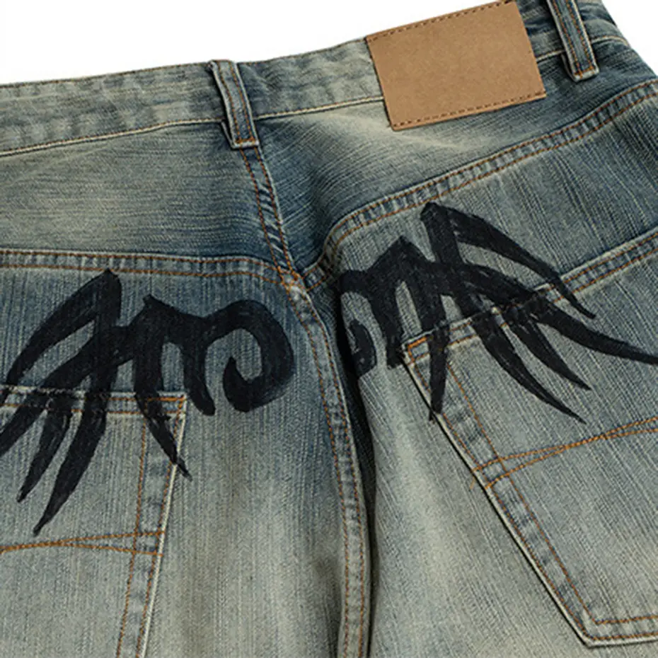 Vintage Baggy Jeans Men's Streetwear Harajuku Hip Hop Jeans Retro Blue Loose Straight Denim Pants