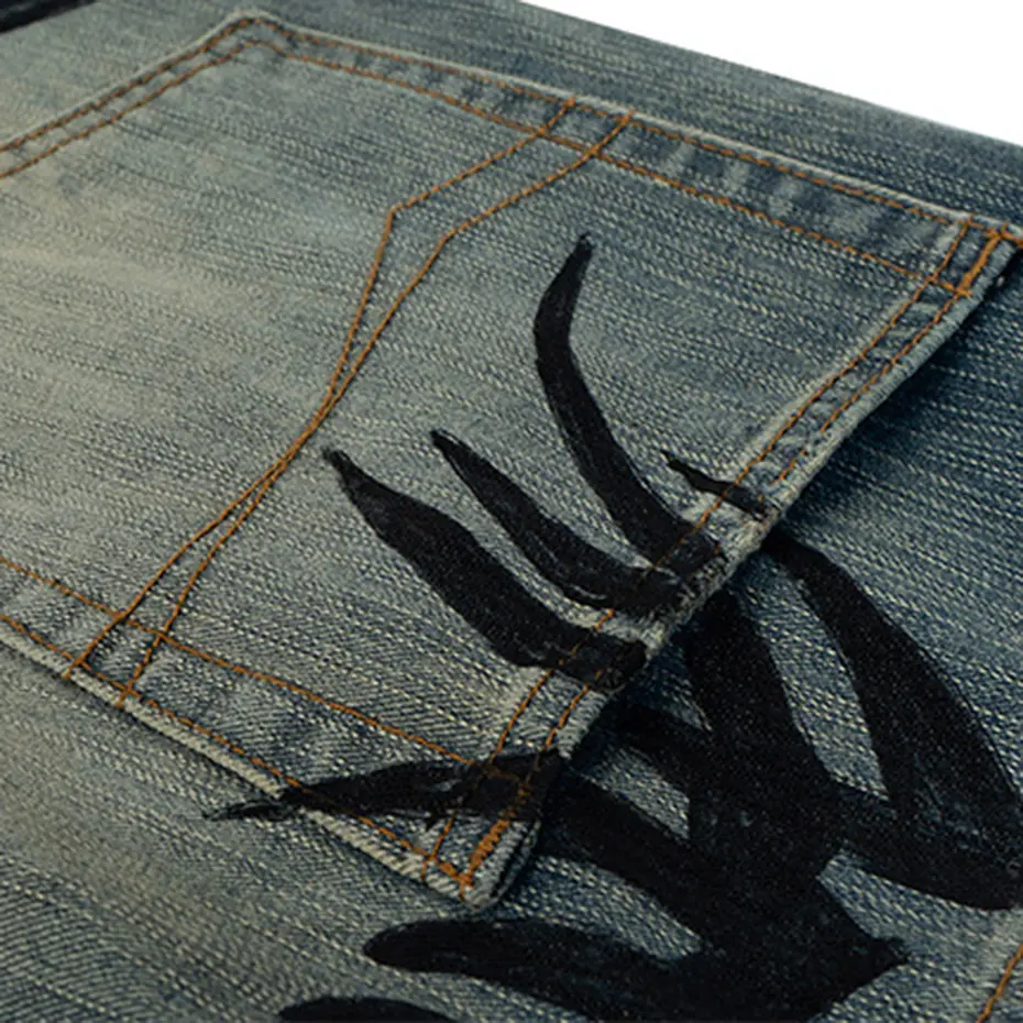 Vintage Baggy Jeans Men's Streetwear Harajuku Hip Hop Jeans Retro Blue Loose Straight Denim Pants