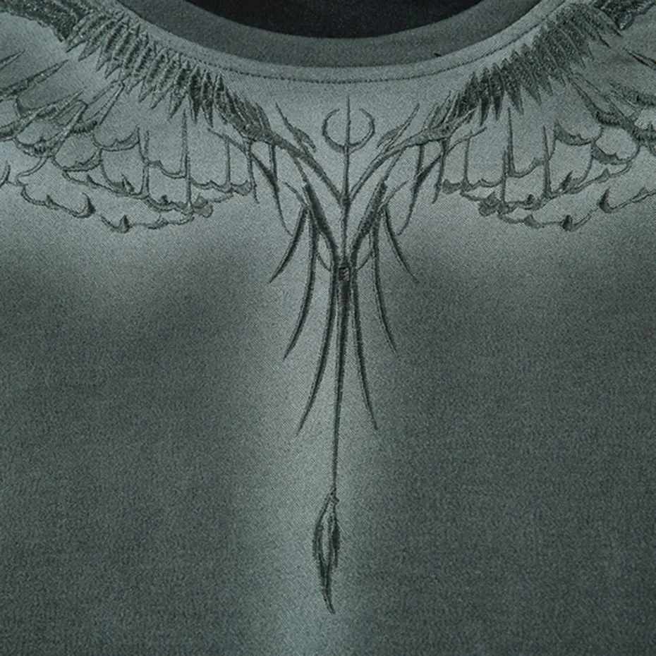 Wings Embroidery Suede T Shirts Men Streetwear Harajuku Hip Hop Oversized T-shirts Vintage Loose Short Sleeve Tee Tops