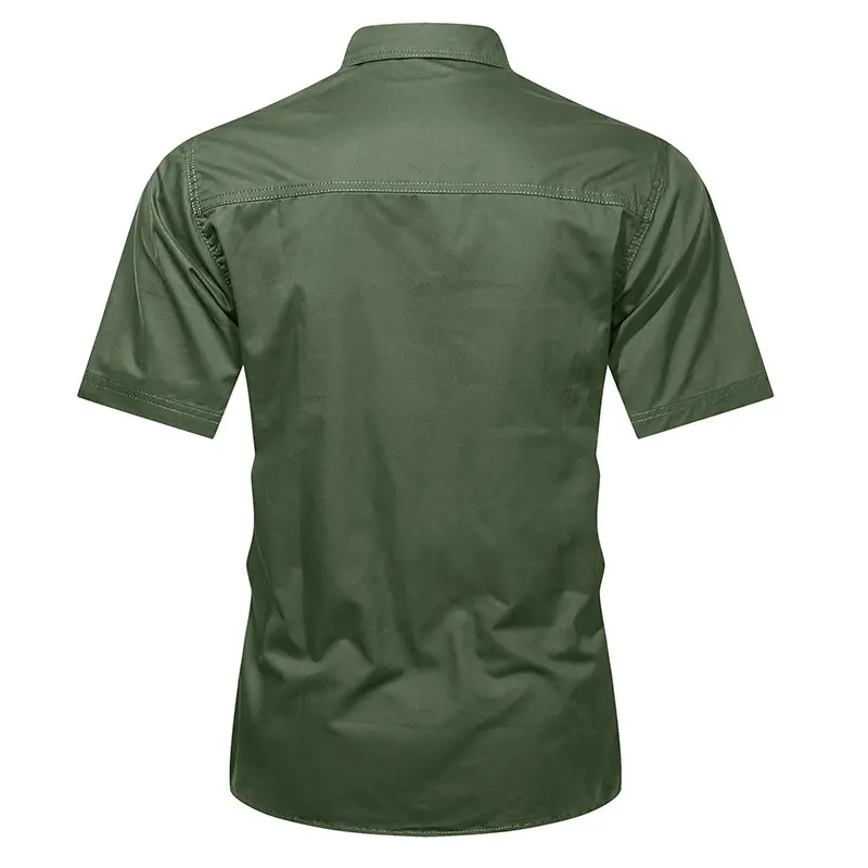 New Summer Men Multi-pockets Tooling Shirts Military Outdoor short-sleeved Shirts High Quality Male Cotton Casual Shirts Size 5X