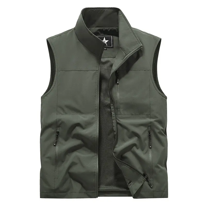 New Summer Men Outdoor Cargo Vests Thin Mesh Breathable Waistcoats Climbing Sleeveless Jackets Male Sportswear Casual Vests 6XL