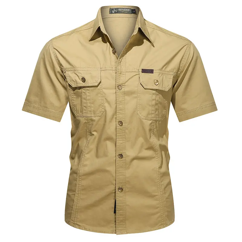 New Summer Men Multi-pockets Tooling Shirts Military Outdoor short-sleeved Shirts High Quality Male Cotton Casual Shirts Size 5X