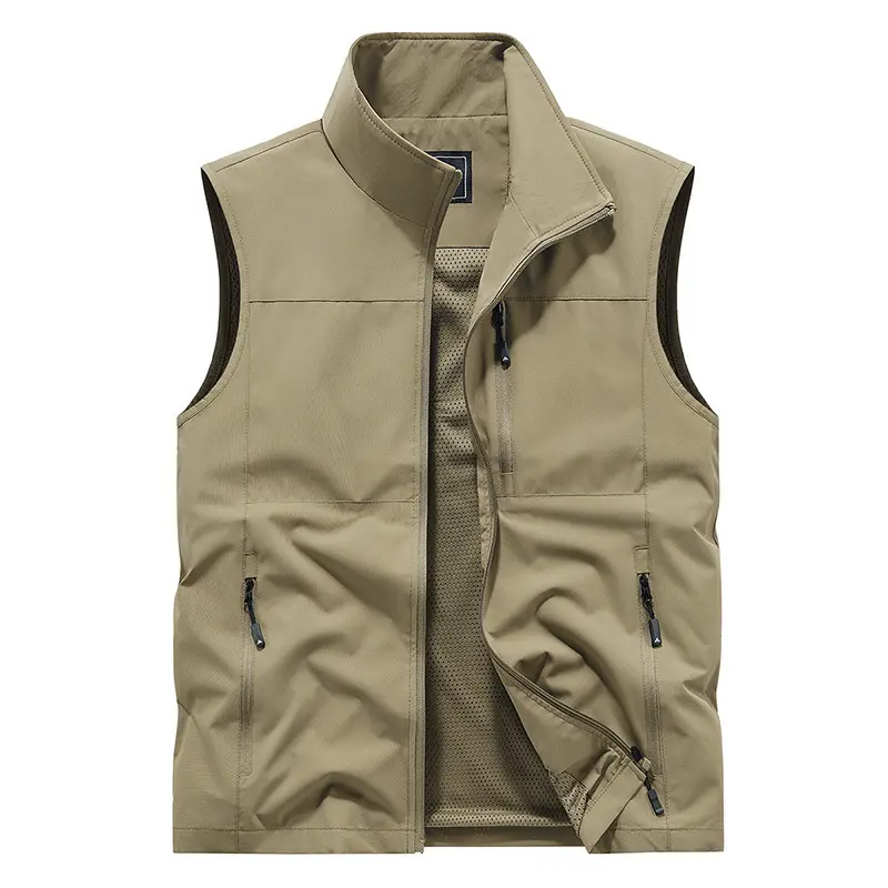 New Summer Men Outdoor Cargo Vests Thin Mesh Breathable Waistcoats Climbing Sleeveless Jackets Male Sportswear Casual Vests 6XL