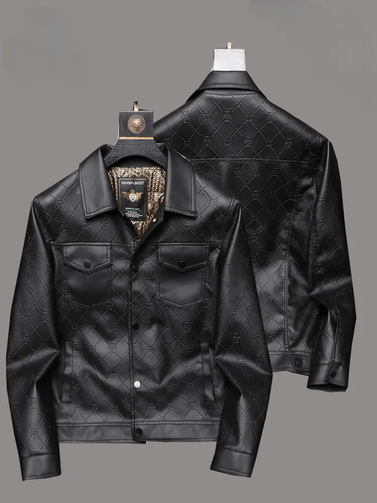 New Autumn Men Fashion Leather Jackets Slim Fit Casual Leather Coats Male Multiple pockets Good Quality Leather Jackets Size 3XL