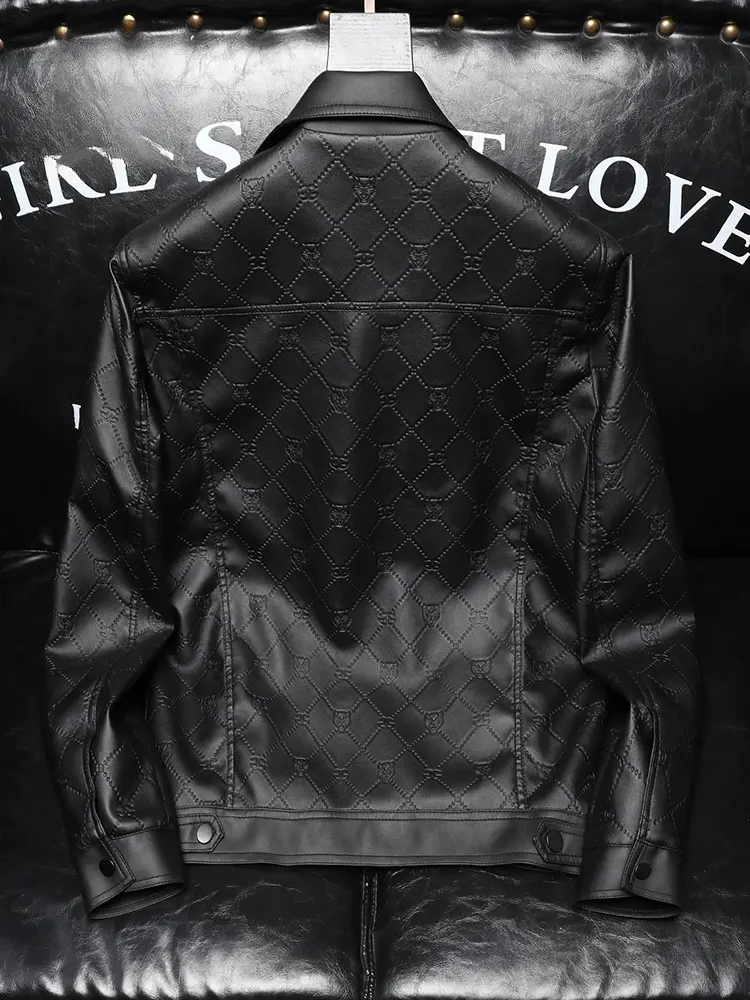 New Autumn Men Fashion Leather Jackets Slim Fit Casual Leather Coats Male Multiple pockets Good Quality Leather Jackets Size 3XL