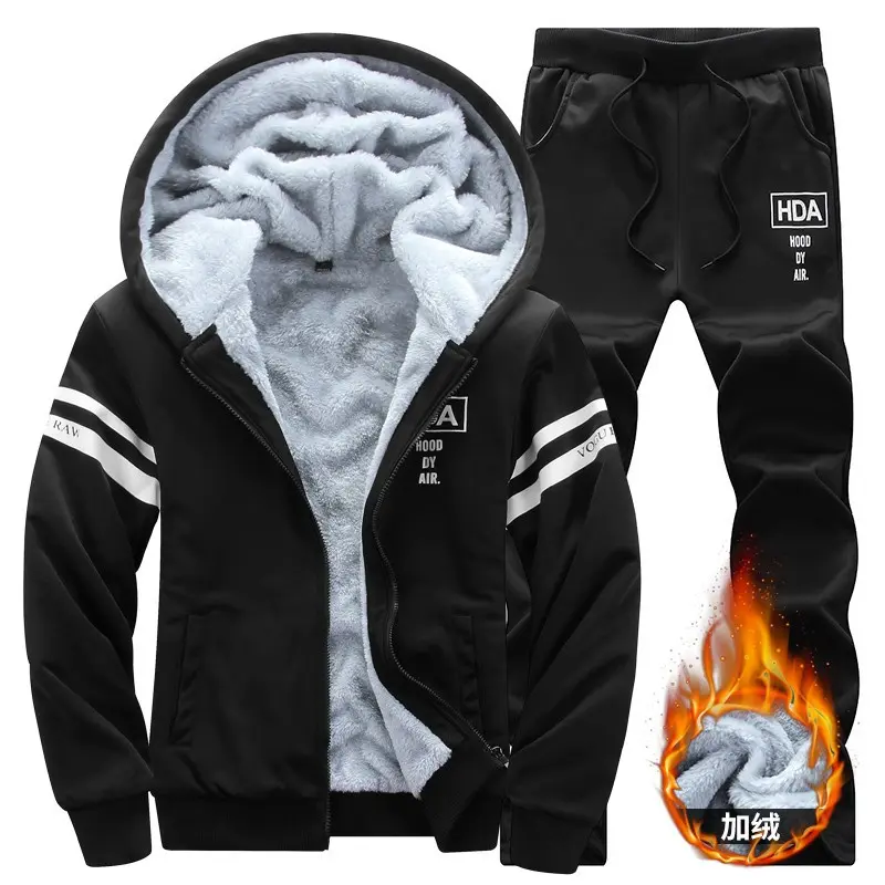 Men Winter Sweatsuit Thicker Warm Track Suit Sets New Fashion Men Hooded Sportswear Sweatshirts+Sweatpants Casual Loose Sets