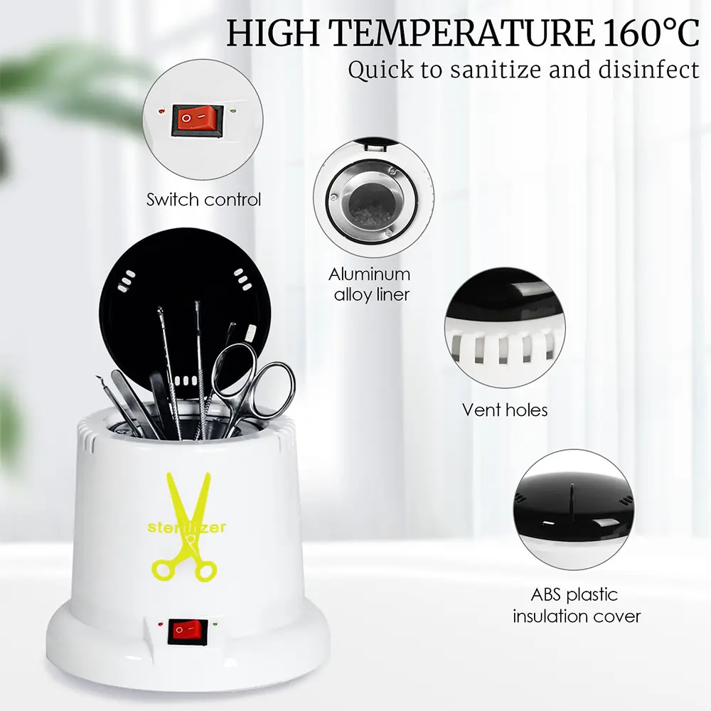 LULAA Professional Nail High Temperature Sterilizer Pot for Tweezers Manicure Beauty Salon Tattoo Nipper Equipment Hair Salon